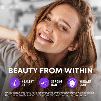 Biotin & Collagen with Keratin – 25000 mcg, Hair Skin Nails – 60 Capsules – Made in USA