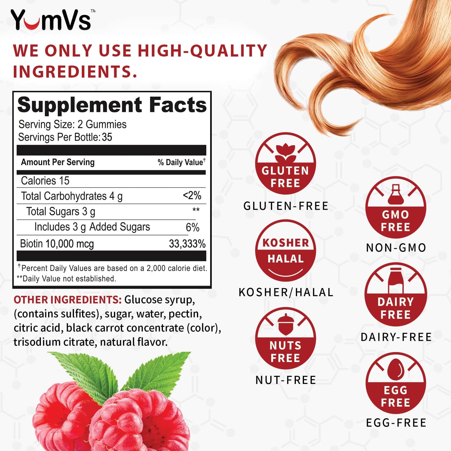 Biotin Gummies 10,000mcg – Hair, Skin & Nails – Vegan, Non-GMO – 70 Count (Pack of 2)