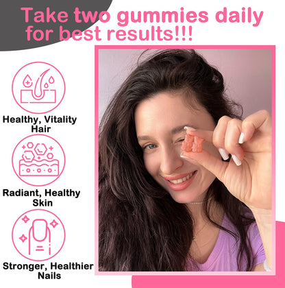 Biotin Gummies 10000mcg - Vegan Hair Growth Gummies for Women & Girls | Strawberry, Non-GMO, 120 Bears