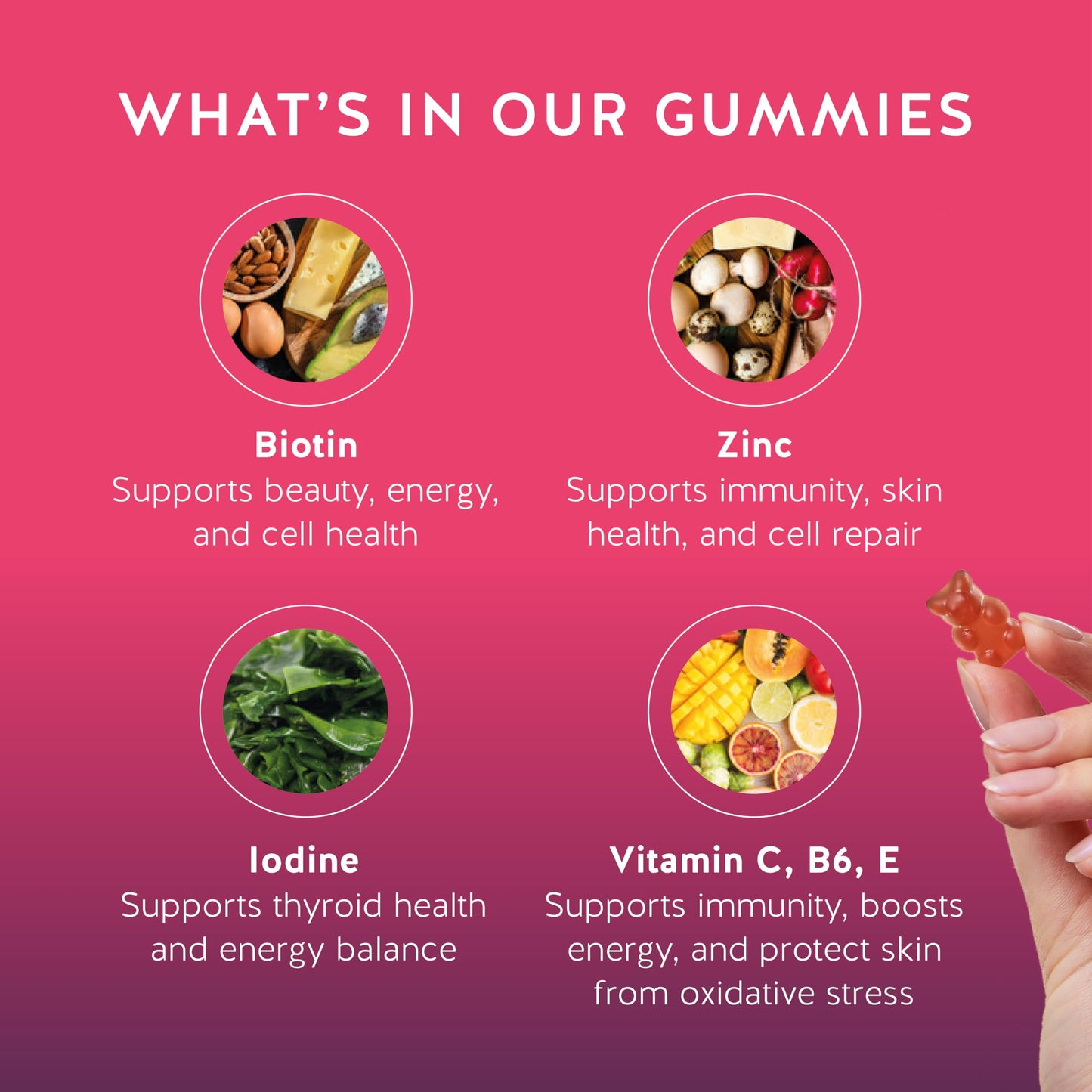 Biotin Gummies for Hair, Skin & Nails – 5,000 mcg Vegan Vitamins (30 Gummies)