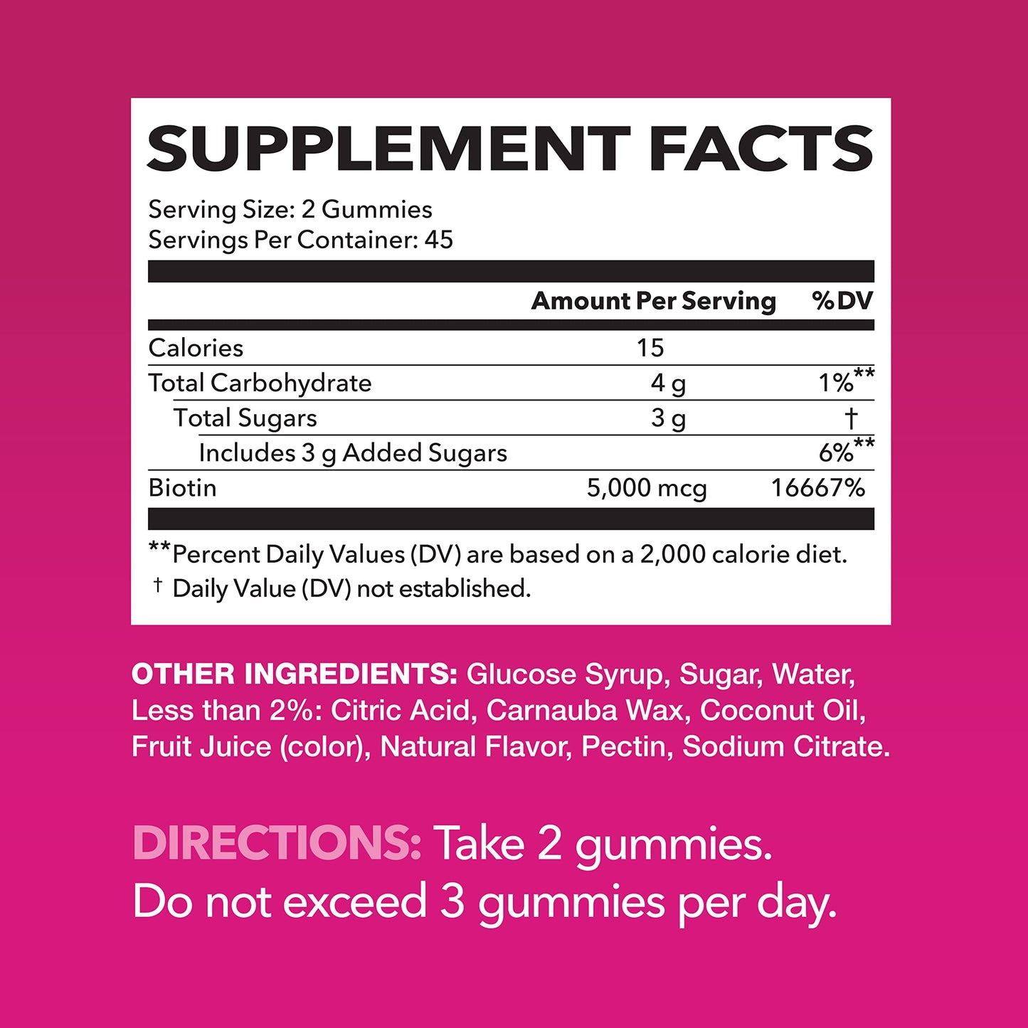 Biotin Gummies 5000mcg for Hair, Skin & Nails – Vegan Vitamin B7, Strawberry Flavor, 90 Count