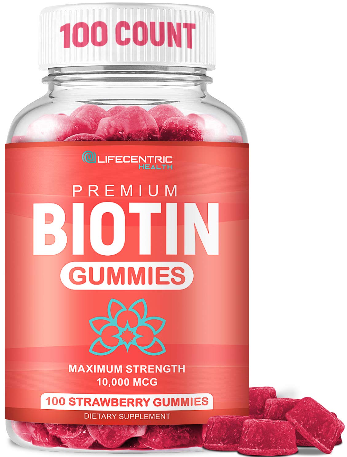 Biotin Gummies for Hair Growth - Max Strength 10000mcg | Vegan & Non-GMO
