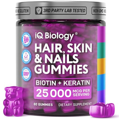 Biotin Gummies for Hair, Skin & Nails – Hair Growth Vitamins (60 Gummies)