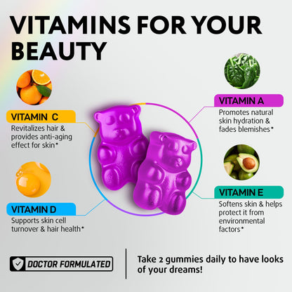 Biotin Gummies for Hair, Skin & Nails – Hair Growth Vitamins (60 Gummies)