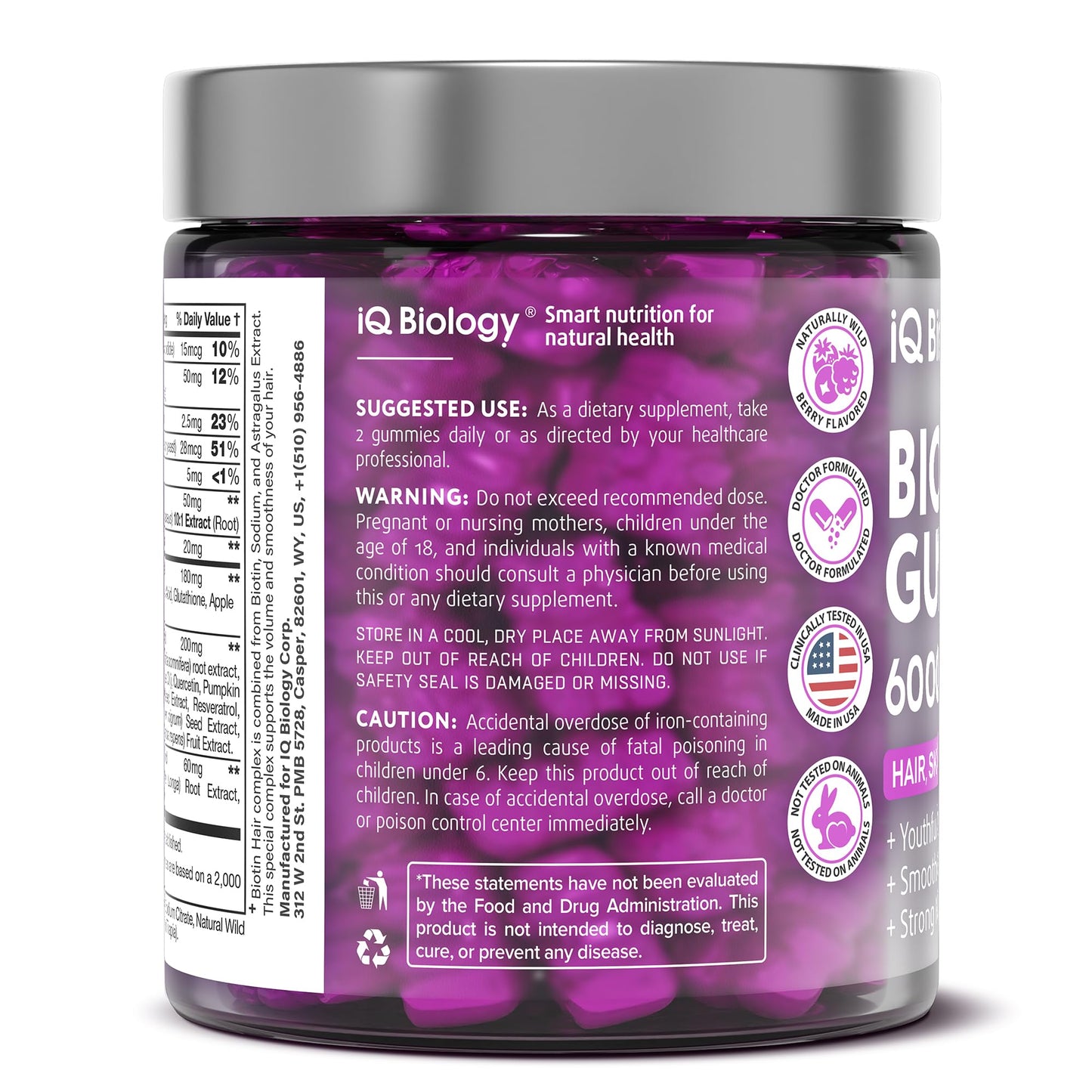 Biotin Gummies for Hair, Skin & Nails – Hair Growth Vitamins (60 Gummies)