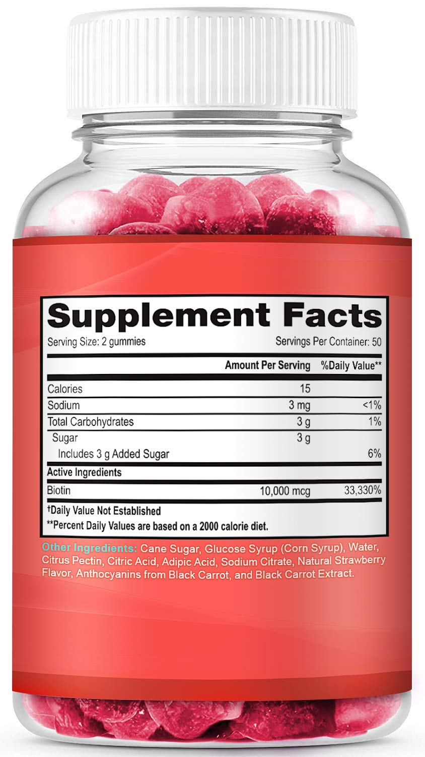 Biotin Gummies for Hair Growth - Max Strength 10000mcg | Vegan & Non-GMO