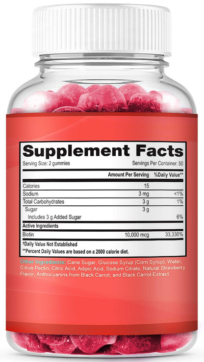 Biotin Gummies for Hair Growth - Max Strength 10000mcg | Vegan & Non-GMO