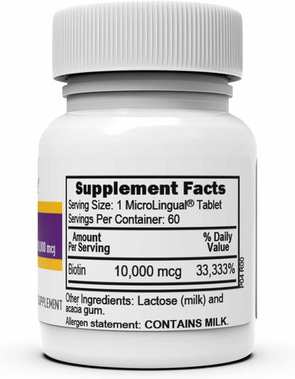 Superior Source Biotin 10,000 mcg - Daily Supplement Supports Hair Health & Growth - Natural Biotin Supplement Aids Healthy Nails & Skin - 60 Sublingual Dissolving Tablets