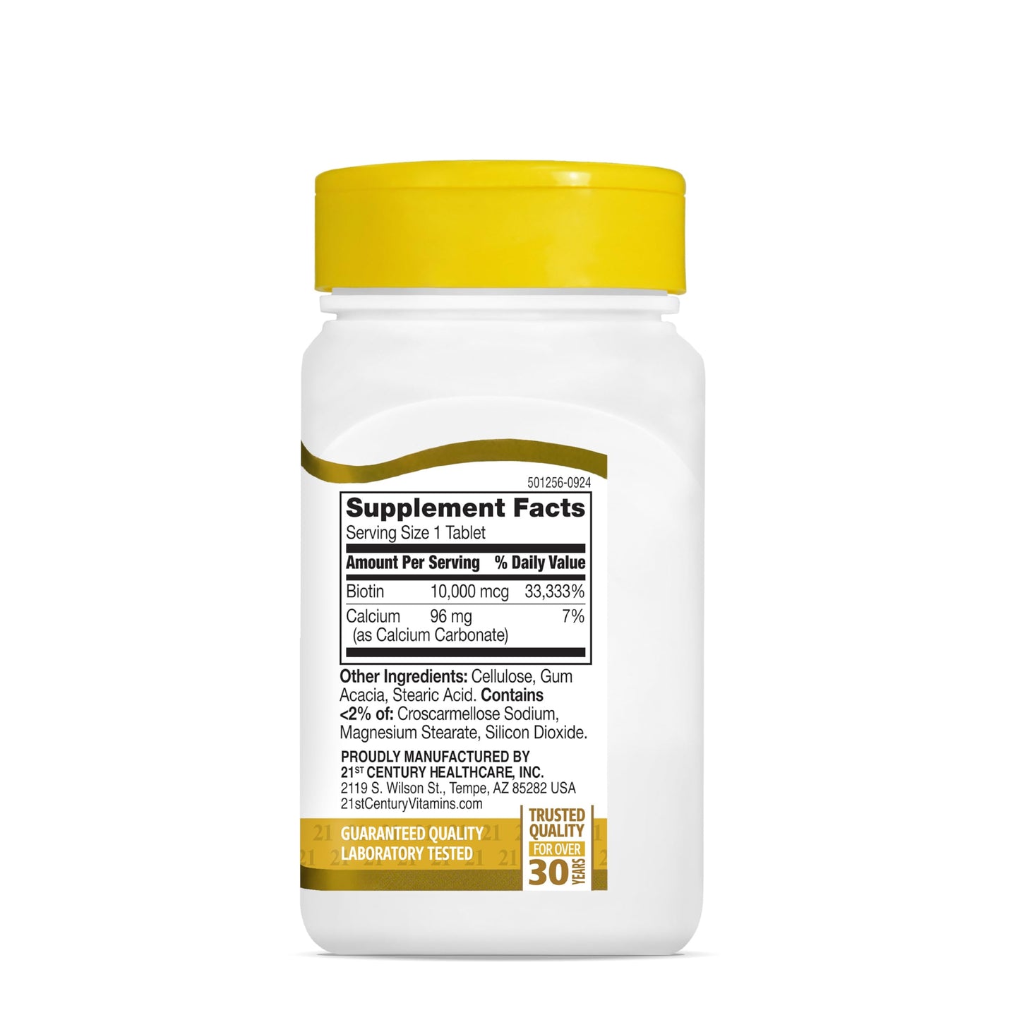 21st Century Biotin Tablets - 10,000 mcg Unflavored, 120 Count