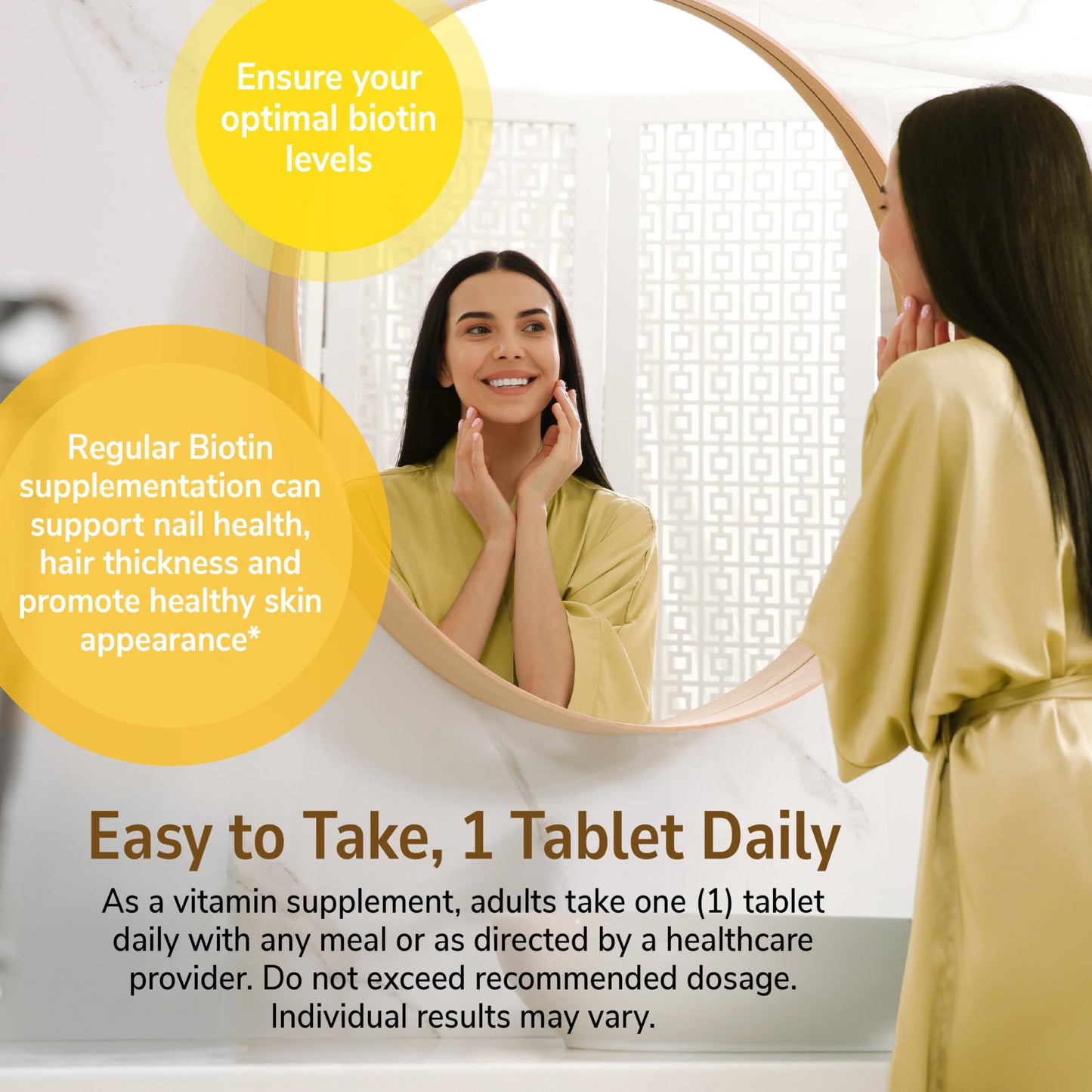 21st Century Biotin Tablets - 10,000 mcg Unflavored, 120 Count