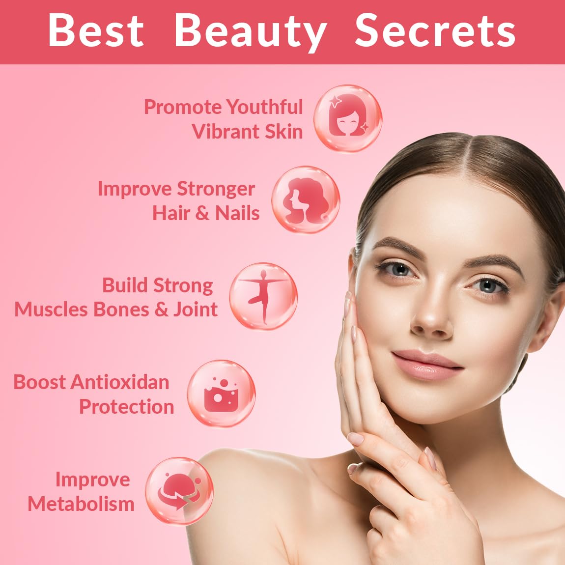 Sugar Free Collagen Gummies for Women – Multi-Collagen I II III V X + Biotin & Vitamins