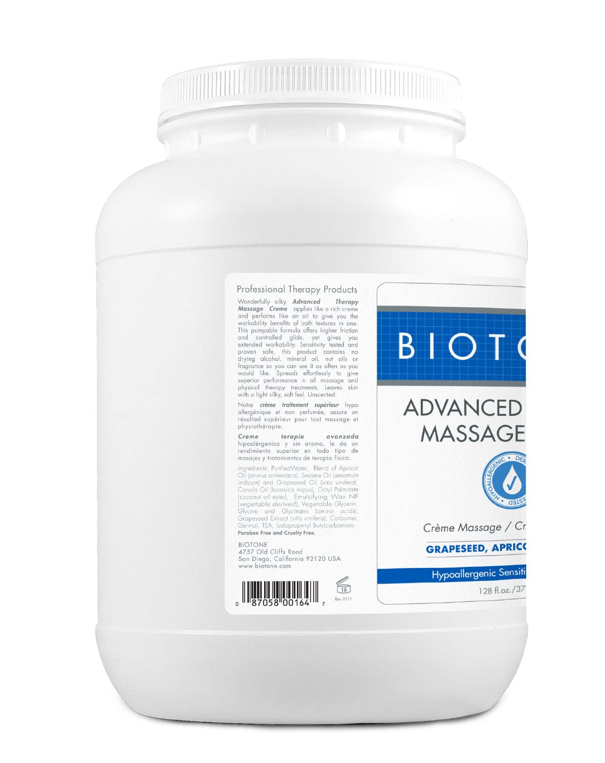 BIOTONE Advanced Therapy Massage Creme – Hypoallergenic & Fragrance-Free