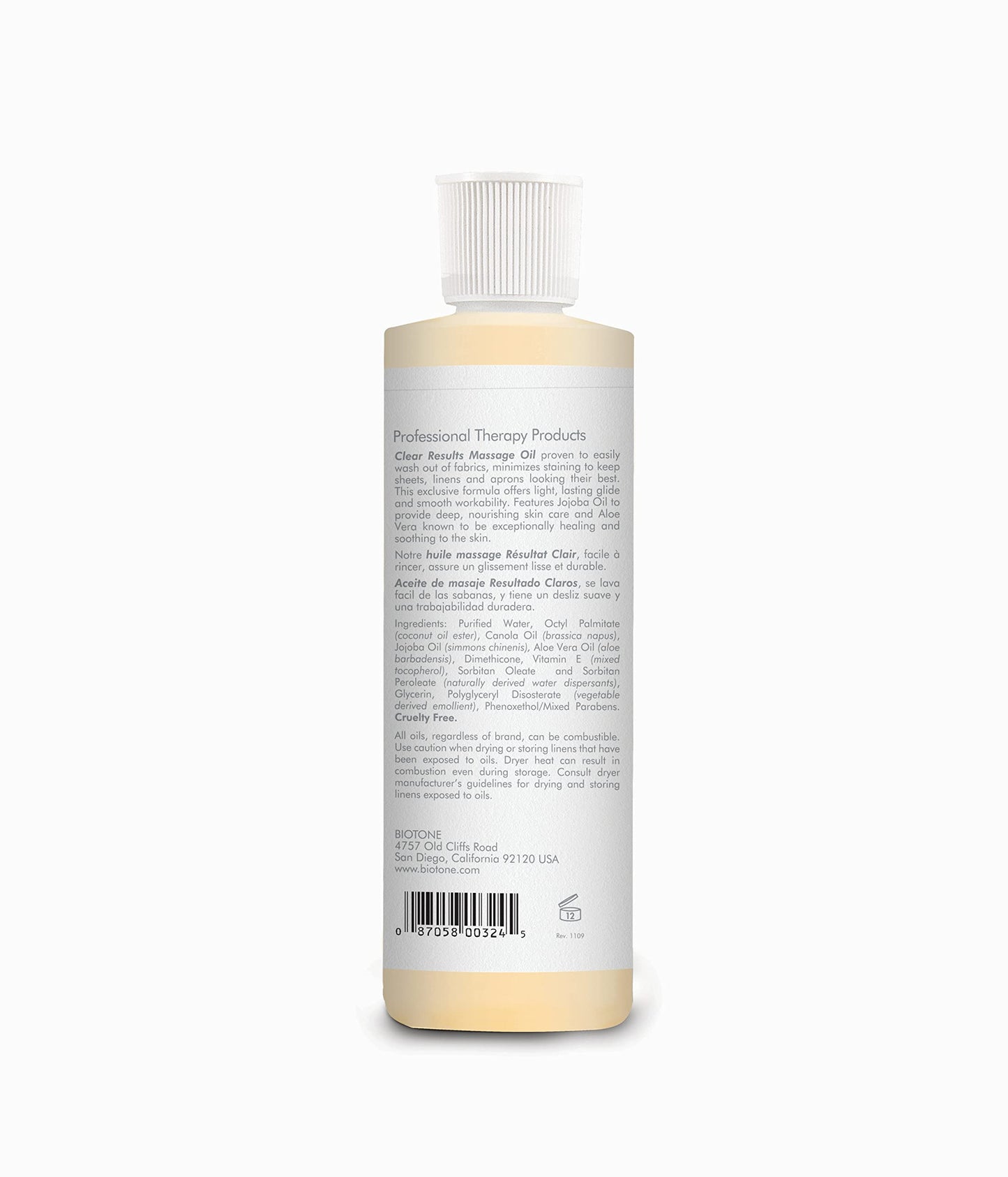 Biotone Clear Results Massage Oil, 8 Ounce - Premium Massage Oil