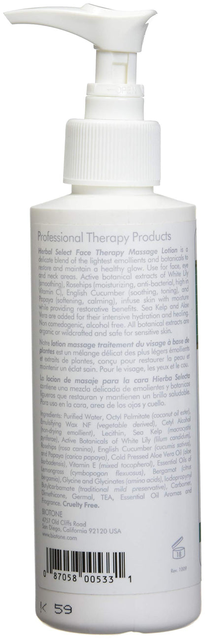 Biotone Herbal Select Face Therapy Lotion – 6 oz | Facial Massage Lotion for Face, Eye & Neck