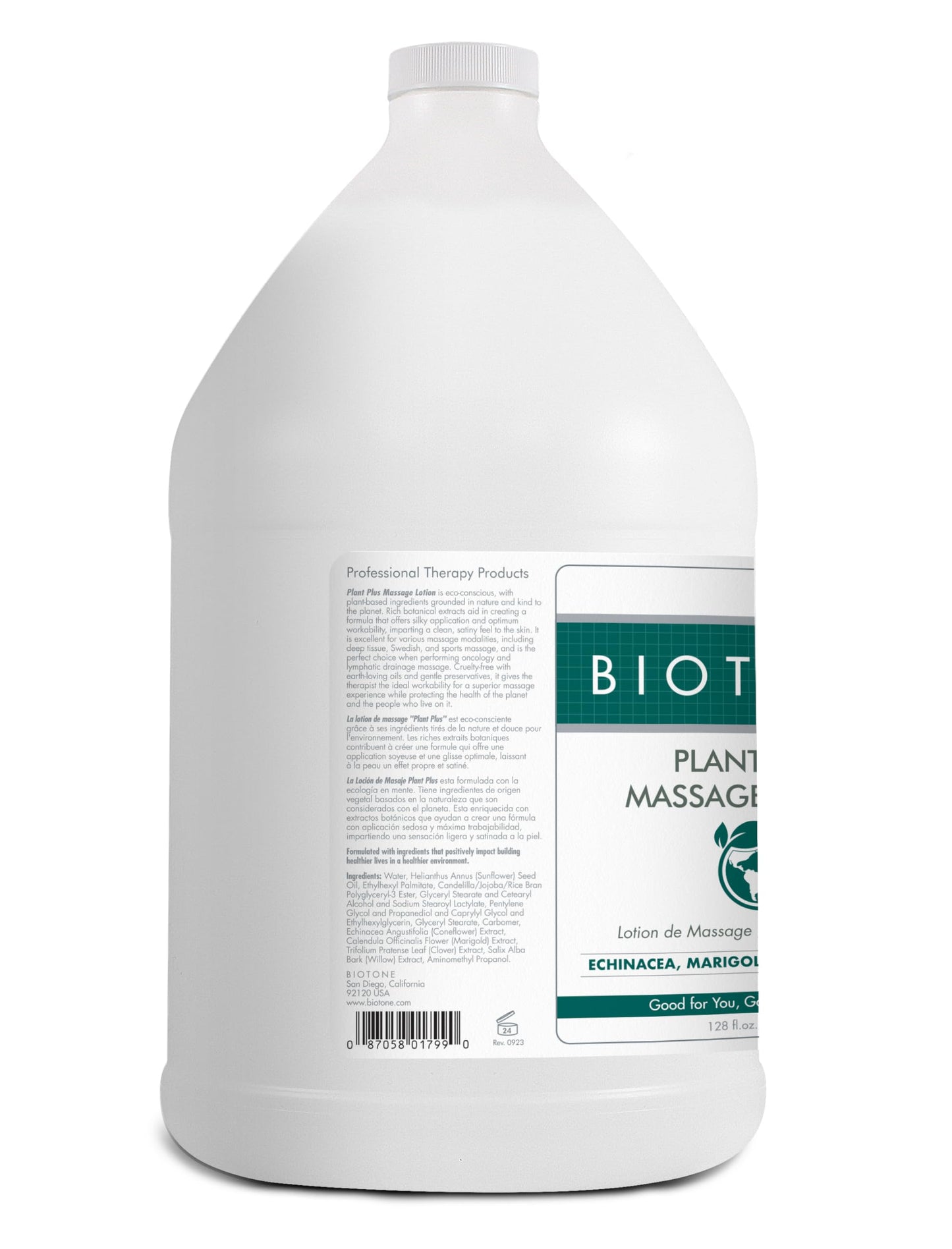 BIOTONE Plant Plus Massage Lotion – Eco-Conscious, Plant-Based, 128 oz