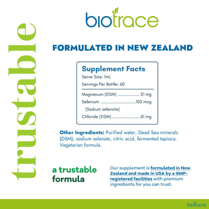 Biotrace Elemental Selenium 100mcg Liquid Drops 60ml | Magnesium & Trace Minerals