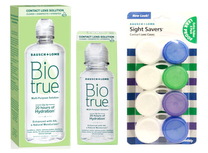 Biotrue 10 oz + 2 oz Travel Bottle Bundle with Sight Savers Case (4 Ct)
