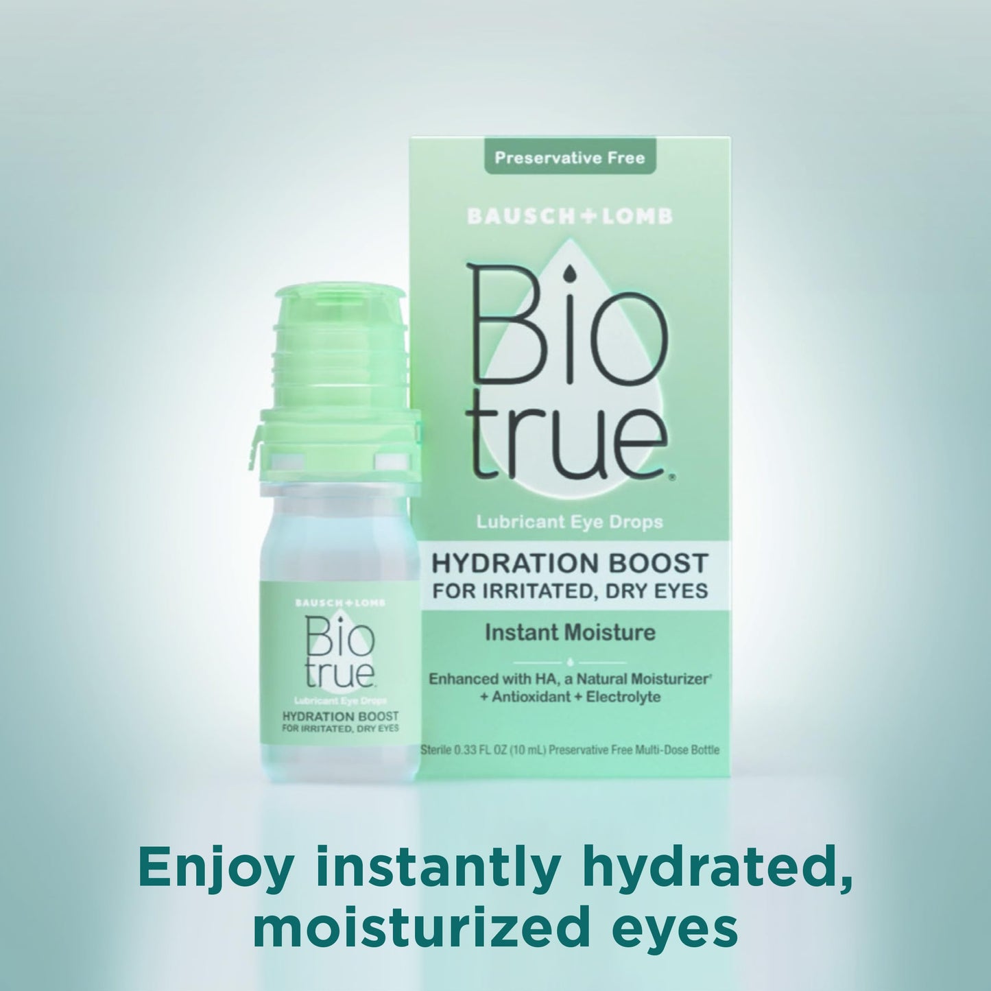 Biotrue Hydration Boost Eye Drops - Preservative-Free, Instant Moisture, Contact Lens Friendly (Pack of 2, 0.33 FL OZ each)