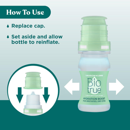 Biotrue Hydration Boost Eye Drops - Preservative-Free, Instant Moisture, Contact Lens Friendly (Pack of 2, 0.33 FL OZ each)
