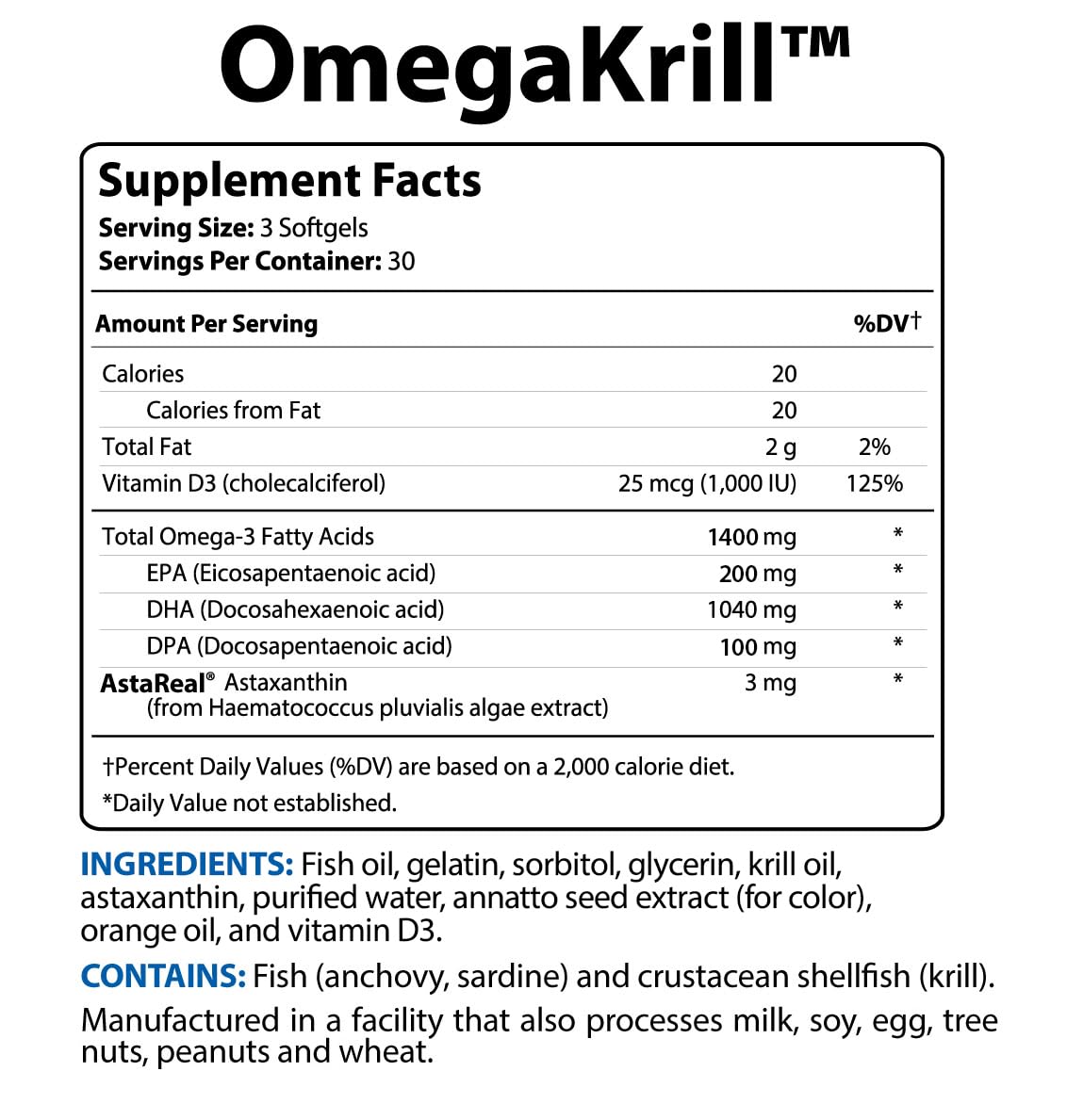 BioTrust OmegaKrill EPA & DHA Omega-3 - Joint, Heart, Brain, Eye & Skin Support (30 Servings)