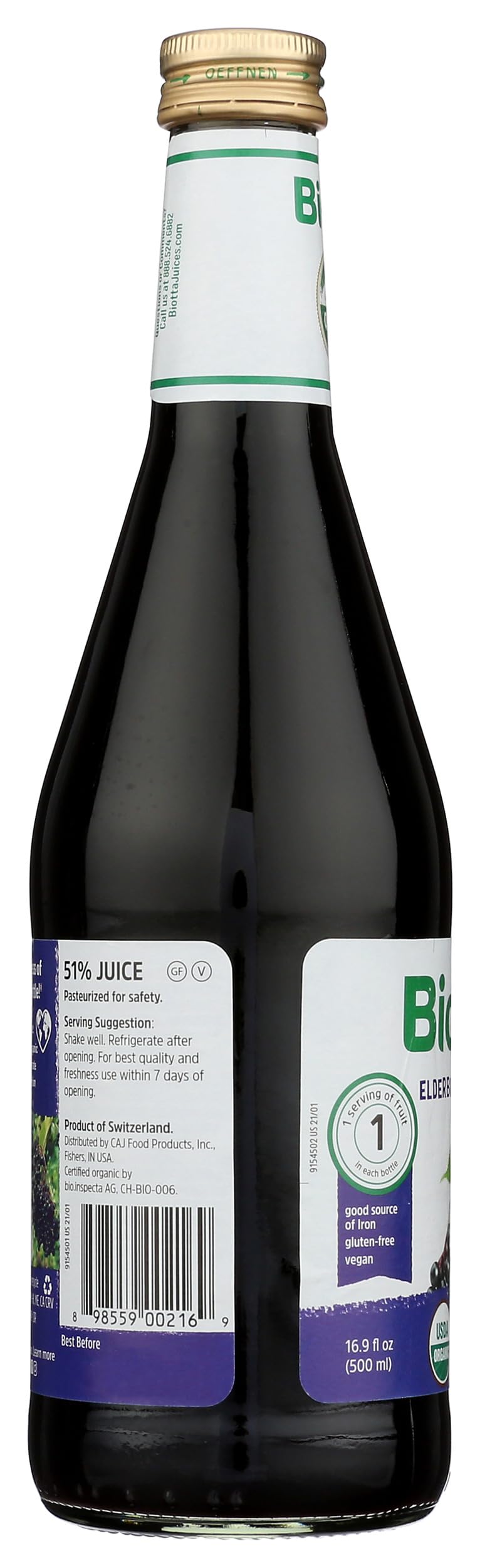 Biotta Naturals Elderberry Juice, 16.9 oz – Immune Support
