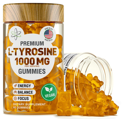 BioVit L-Tyrosine Gummies – 1000mg per Serving | Focus, Mood & Energy (60 Vegan Gummies)