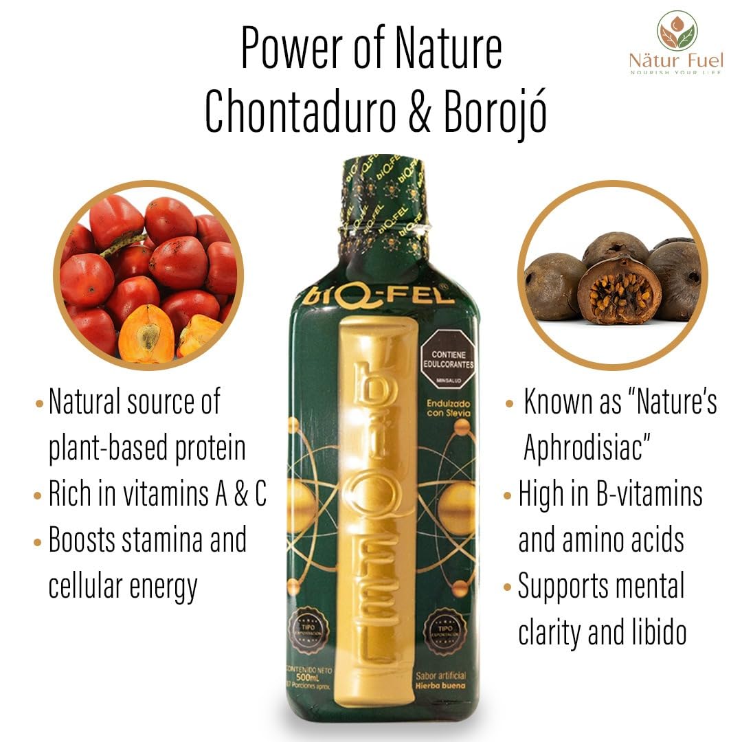 BIQ-FEL Natural Supplement – Chontaduro, Guarana & Borojo | 500ml Plant-Based Energy