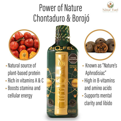 BIQ-FEL Natural Supplement – Chontaduro, Guarana & Borojo | 500ml Plant-Based Energy