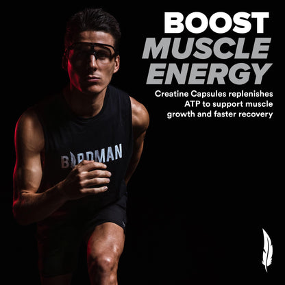 Birdman Micronized Creatine Monohydrate Capsules – Muscle Growth & Recovery | Vegan, Caffeine Free, Gluten Free, Sugar Free | 125 Capsules (25 Servings)