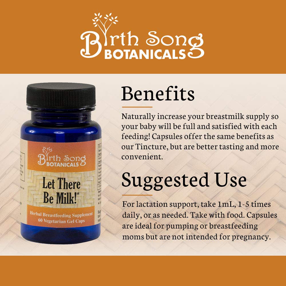 Birth Song Botanicals Let There Be Milk! Lactation Supplement for Breast Milk Supply – Fenugreek, Goat's Rue, Blessed Thistle | 60 Count