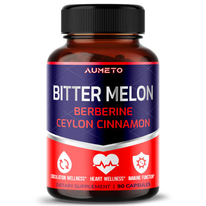 Bitter Melon Capsules with Berberine & Ceylon Cinnamon | Circulation & Immune Support (90 Count)