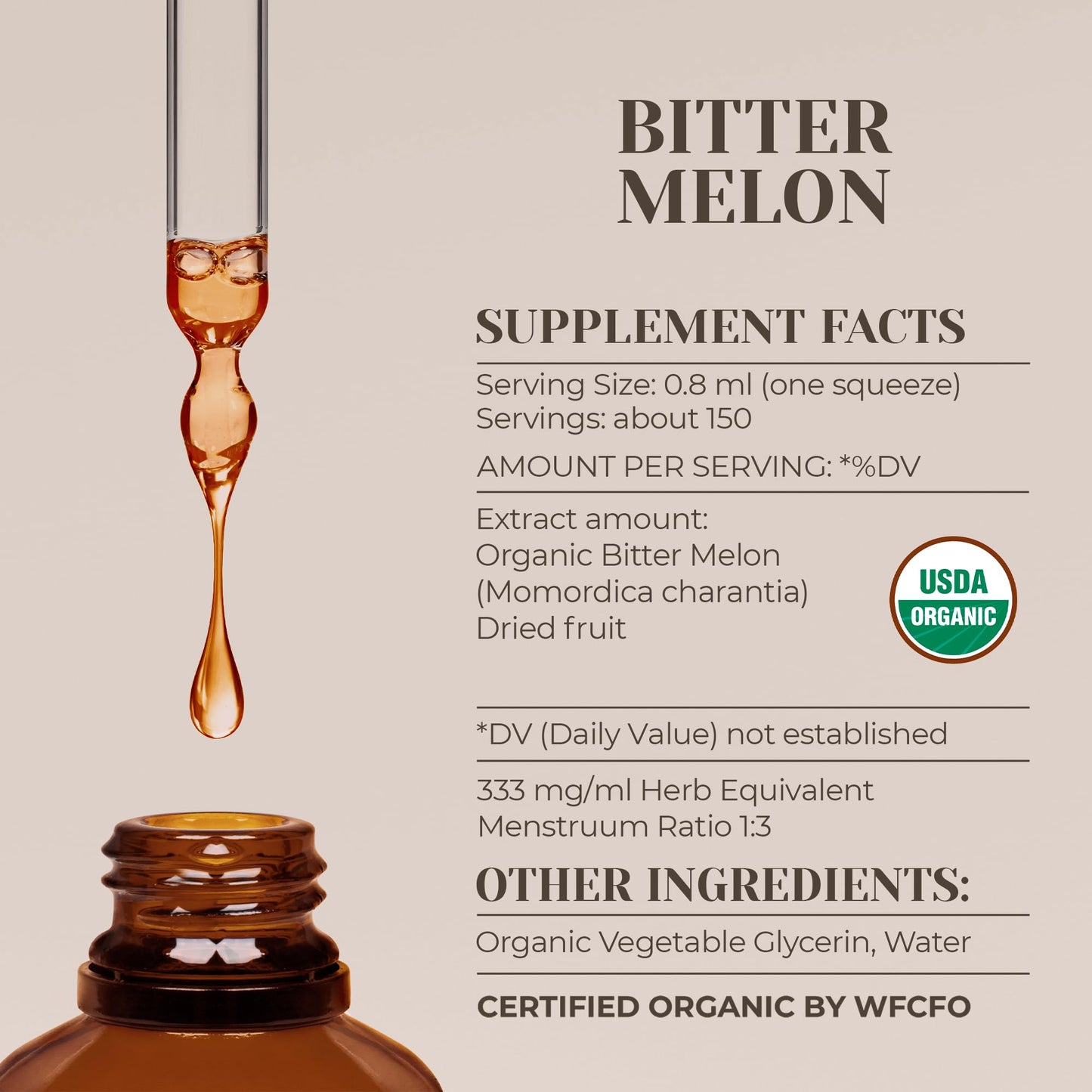 Bitter Melon USDA Organic Extract – Alcohol-Free Tincture, 4 oz
