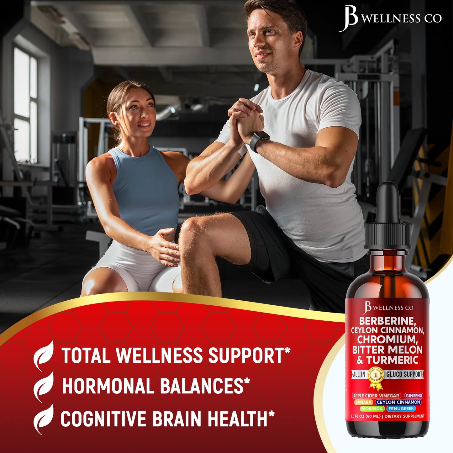 Berberine with Ceylon Cinnamon Liquid Drops 2 OZ | Bitter Melon, Glucomannan, Gymnema & More
