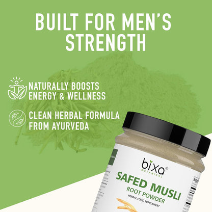 bixa BOTANICAL Safed Musli Powder – Chlorophytum Borivilianum | Steam Treated Ayurvedic Root | 7 oz (200 g)