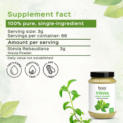 Bixa Botanical Stevia Powder – 200 g | Gluten Free, Non-GMO, Vegan