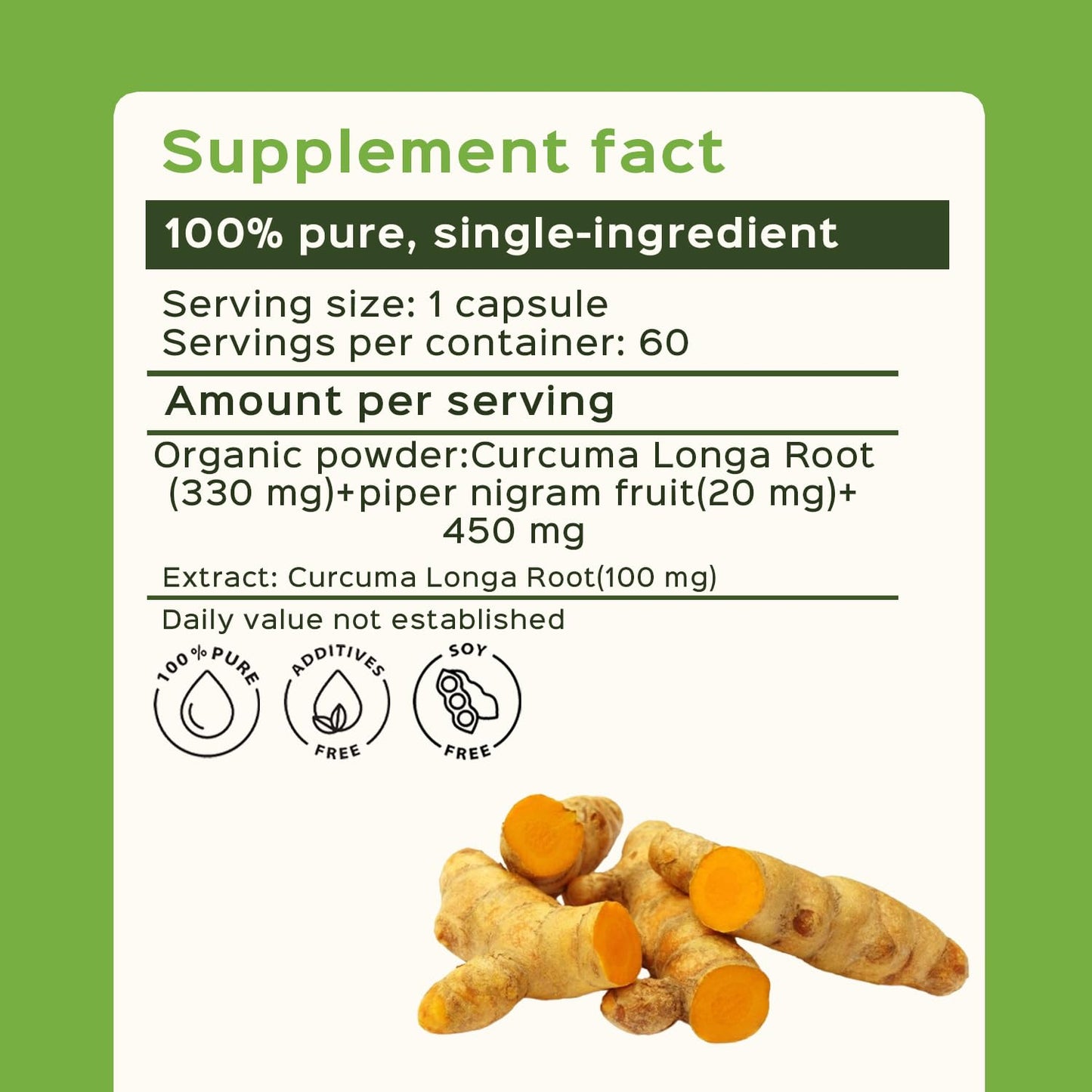 Bixa Botanical Turmeric Forte Capsules | High-Potency Curcumin with Black Pepper | 450mg, 60 Vegan Capsules