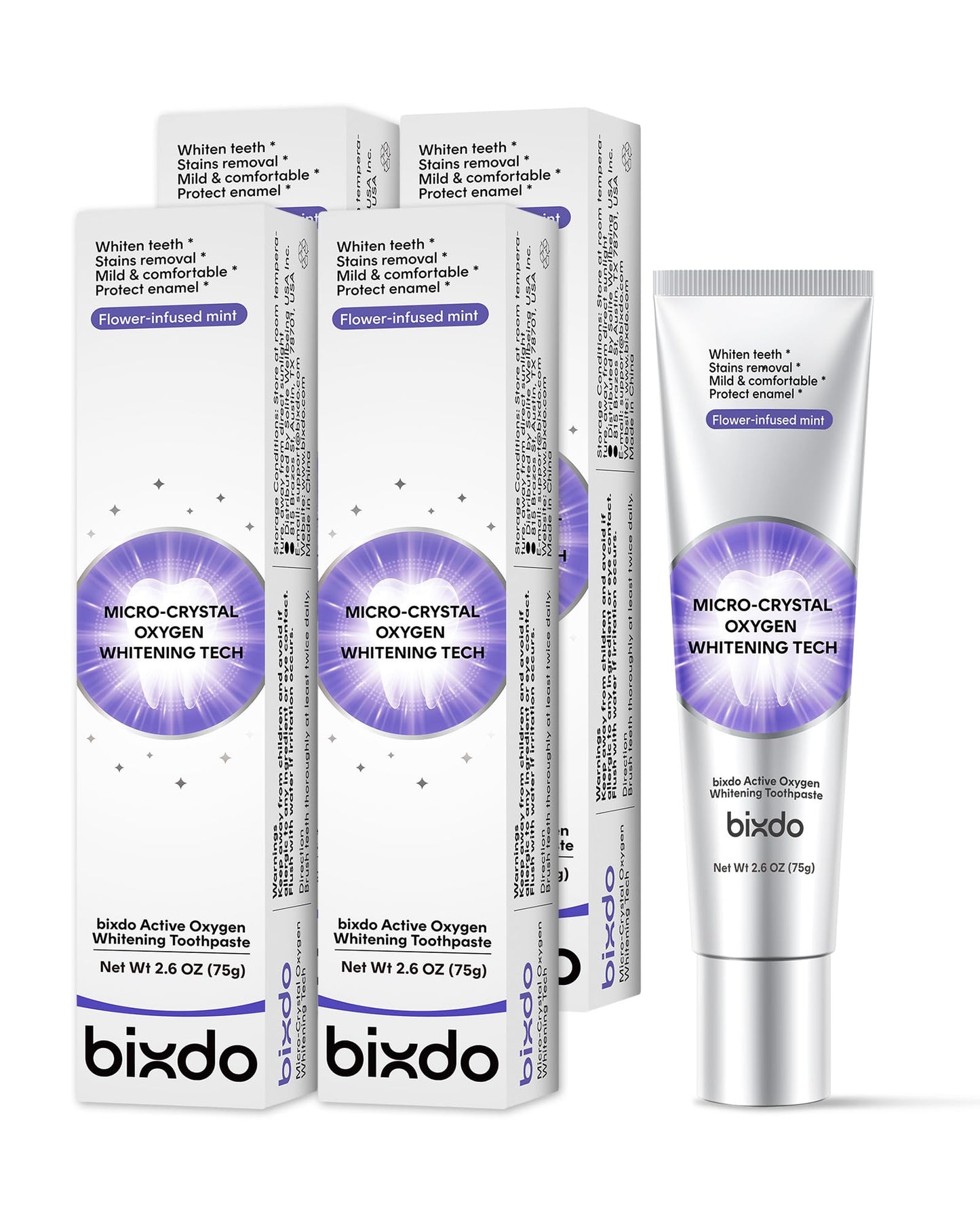 bixdo Pap Teeth Whitening Toothpaste - Hydroxyapatite Enamel Repair, Fluoride-Free, 28-Day Whitening