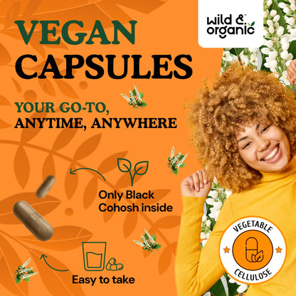 Wild & Organic Black Cohosh for Women Capsules 540 mg | Vegan, Non-GMO | 90-Count