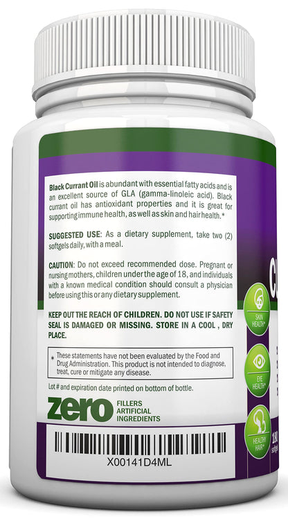 Black Currant Oil 1000 mg - 180 Softgels | Cold-Pressed & Hexane Free