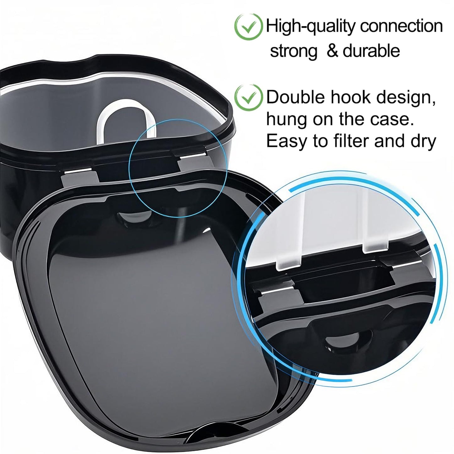 Black Denture Soaking Container - Partial Denture Case & Retainer Cleaning Cup
