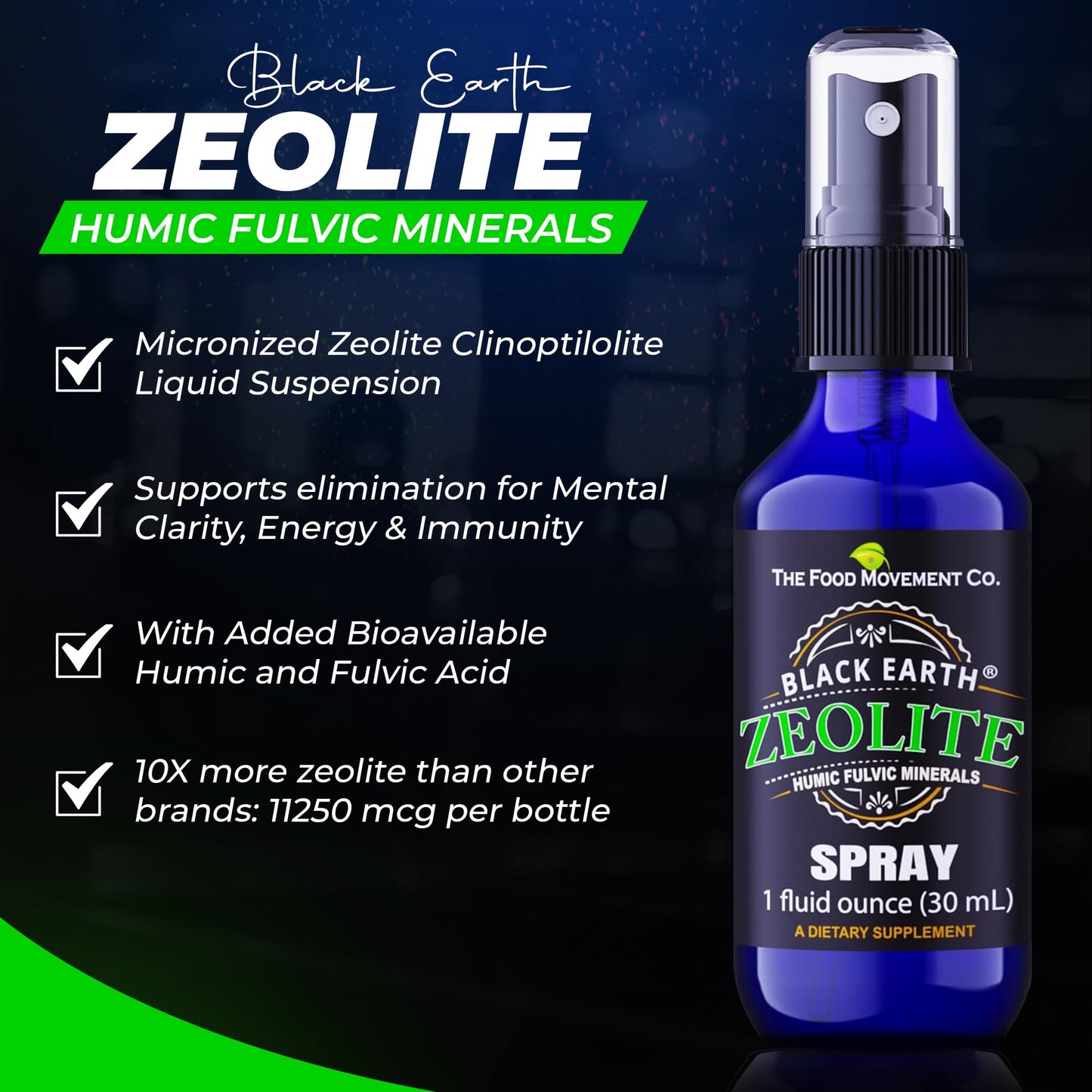 Black Earth Zeolite 1oz Pump Spray – Gut Health & Immune Support