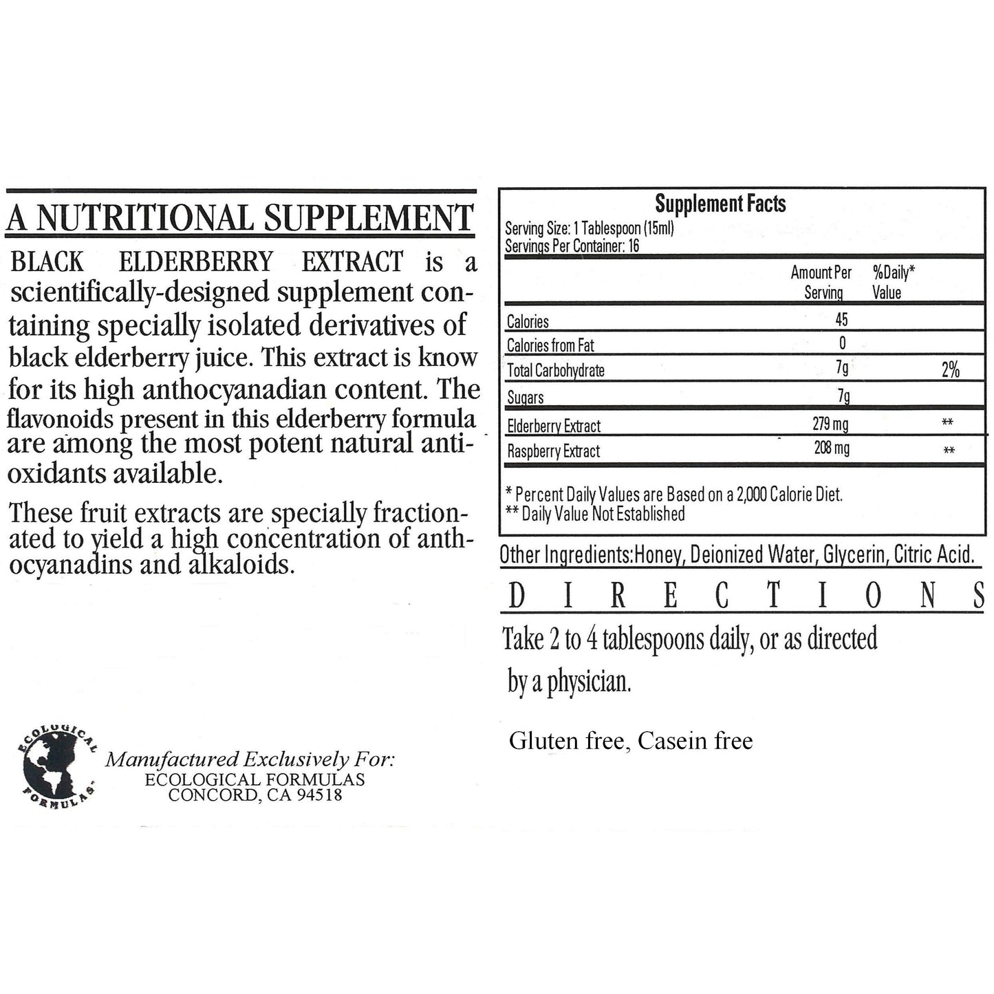 Black Elderberry Extract 8 Ounces - High Antioxidant Formula
