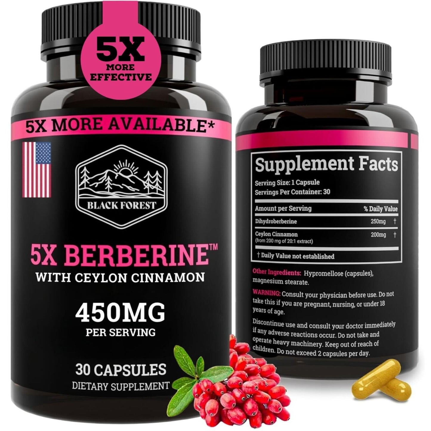 Black Forest 5X Berberine DHB with Ceylon Cinnamon – 5X Bioavailable