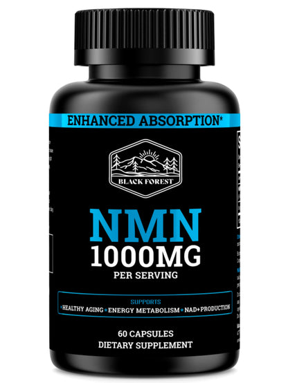 Black Forest NMN 1000mg Supplement – BioPerine Enhanced NAD Booster (60 Capsules)