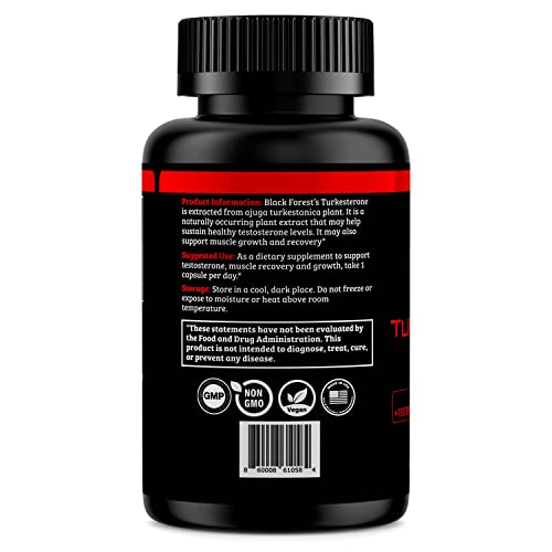 Black Forest Turkesterone 500mg Capsule – 2 Months Supply | Pure 95% Ajuga Turkestanica Extract