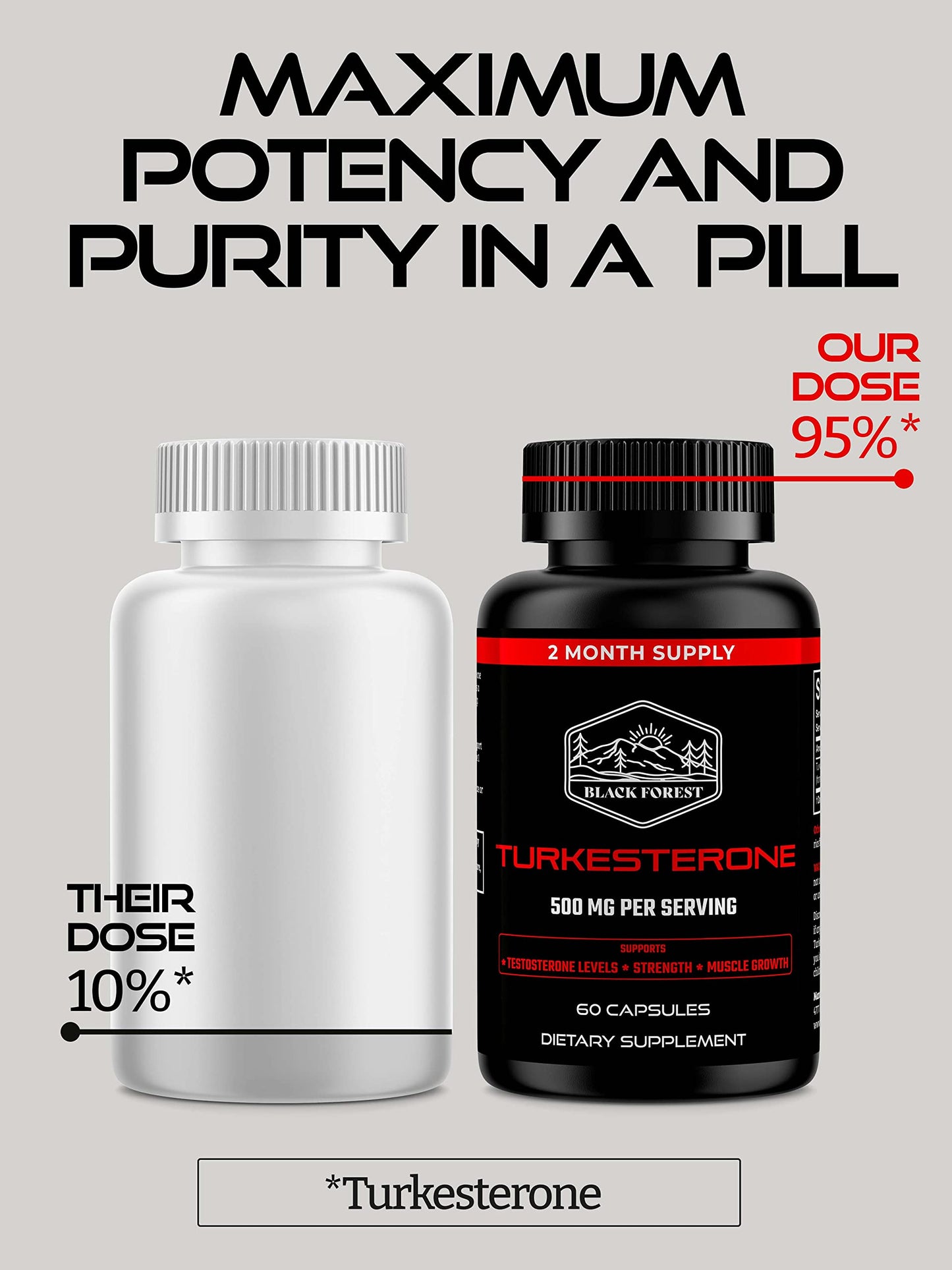 Black Forest Turkesterone 500mg Capsule – 2 Months Supply | Pure 95% Ajuga Turkestanica Extract