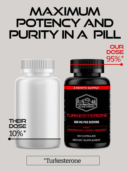 Black Forest Turkesterone 500mg Capsule – 2 Months Supply | Pure 95% Ajuga Turkestanica Extract
