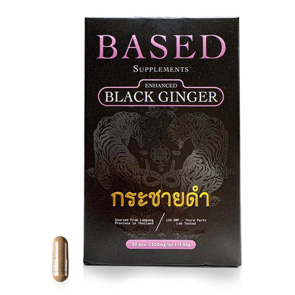 Based Supplements Black Ginger - Premium Thai Root Extract (300mg, 30 Capsules) | 16% Methoxyflavones & 11% DMF