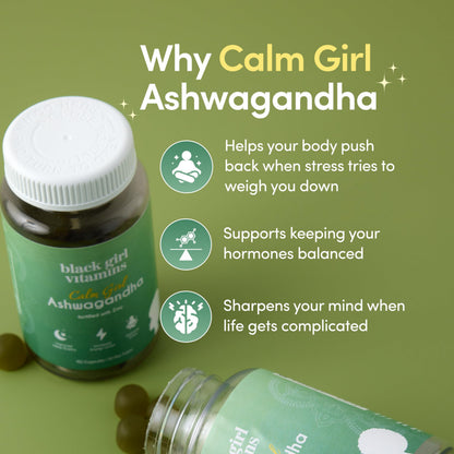Black Girl Vitamins Ashwagandha + Zinc Gummies – Stress Support, Calm, Sleep & Immunity | Doctor-Formulated Vegan
