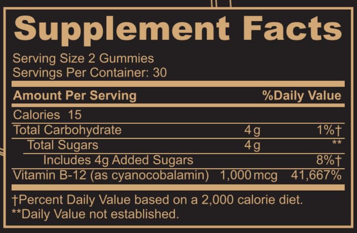 Black Girl Vitamins B12 Gummies 1000 mcg (Cyancobalamin) | Halal, Gluten-Free - 60ct